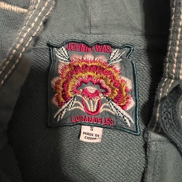 Johnny Was Green Floral Embroidered Hoodie - Picture 2 of 12